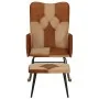Schaukelstuhl mit Hocker aus echtem Leder und braunem Canvas von vidaXL, Schaukelstühle - Ref: Foro24-339707, Preis: 123,93 €...