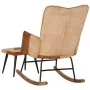 Schaukelstuhl mit Hocker aus echtem Leder und braunem Canvas von vidaXL, Schaukelstühle - Ref: Foro24-339707, Preis: 123,93 €...