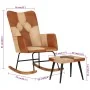 Schaukelstuhl mit Hocker aus echtem Leder und braunem Canvas von vidaXL, Schaukelstühle - Ref: Foro24-339707, Preis: 123,93 €...
