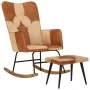 Schaukelstuhl mit Hocker aus echtem Leder und braunem Canvas von vidaXL, Schaukelstühle - Ref: Foro24-339707, Preis: 123,93 €...