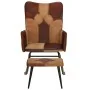 Schaukelstuhl mit Hocker aus echtem Leder und brauner Leinwand von vidaXL, Schaukelstühle - Ref: Foro24-339708, Preis: 152,86...