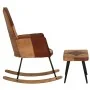 Schaukelstuhl mit Hocker aus echtem Leder und brauner Leinwand von vidaXL, Schaukelstühle - Ref: Foro24-339708, Preis: 152,86...
