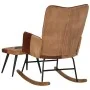 Schaukelstuhl mit Hocker aus echtem Leder und brauner Leinwand von vidaXL, Schaukelstühle - Ref: Foro24-339708, Preis: 152,86...