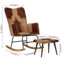 Schaukelstuhl mit Hocker aus echtem Leder und brauner Leinwand von vidaXL, Schaukelstühle - Ref: Foro24-339708, Preis: 152,86...