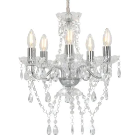 Lámpara de araña con cuentas de cristal plateado redonda 5xE14 de vidaXL, Lámparas - Ref: Foro24-281601, Precio: 92,96 €, Des...