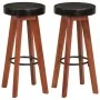 Taburetes de cocina 2 uds cuero auténtico madera maciza acacia de vidaXL, Taburetes de cocina - Ref: Foro24-348165, Precio: 1...