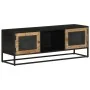 Mueble de TV madera maciza de mango y hierro 110x30x40 cm de vidaXL, Muebles TV - Ref: Foro24-353889, Precio: 233,49 €, Descu...