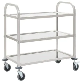 3-height kitchen cart 96.5x55x90 cm stainless steel by vidaXL, Kitchen and dining carts - Ref: Foro24-50914, Price: 94,02 €, ...