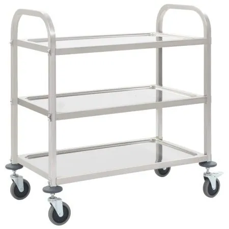 3-Höhen-Küchenwagen 96,5 x 55 x 90 cm aus Edelstahl von vidaXL, Küchen- und Speisewagen - Ref: Foro24-50914, Preis: 94,02 €, ...