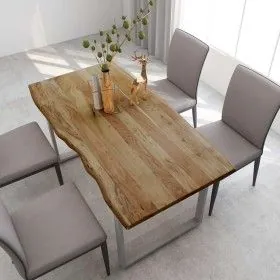 Mesa de comedor de madera maciza de acacia 154x80x76 cm de vidaXL, Mesas de cocina y de comedor - Ref: Foro24-286477, Precio:...