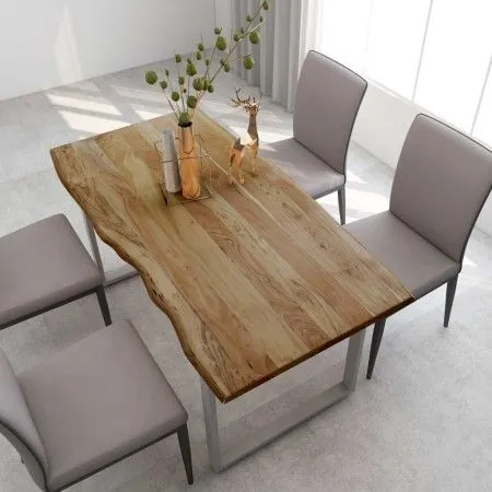 Mesa de comedor de madera maciza de acacia 154x80x76 cm de vidaXL, Mesas de cocina y de comedor - Ref: Foro24-286477, Precio:...