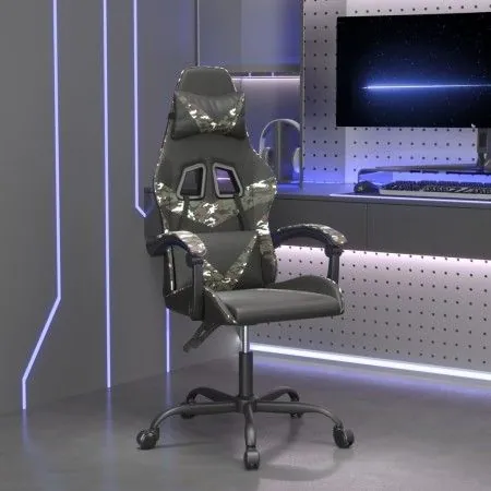 Silla gaming cuero sintético negro y camuflaje de vidaXL, Sillones para videojuegos - Ref: Foro24-3143853, Precio: 108,86 €, ...