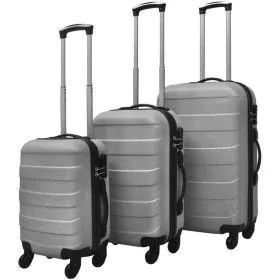 Juego de maletas trolley rígidas 3 pzas plateado 45,5/55/66 cm de vidaXL, Maletas - Ref: Foro24-91142, Precio: 125,17 €, Desc...