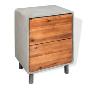 Mesita de noche de hormigón y madera maciza acacia 40x30x50 cm de vidaXL, Mesitas de noche - Ref: Foro24-244994, Precio: 127,...