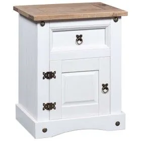 Mesita de noche Corona Range pino mexicano blanco 53x39x66 cm de vidaXL, Mesitas de noche - Ref: Foro24-282618, Precio: 80,07...