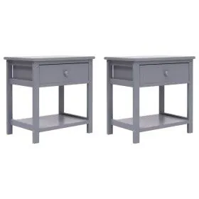 Mesitas de noche 2 unidades madera de Paulownia gris 40x29x42cm de vidaXL, Mesitas de noche - Ref: Foro24-284051, Precio: 64,...