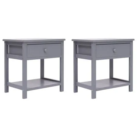 Mesitas de noche 2 unidades madera de Paulownia gris 40x29x42cm de vidaXL, Mesitas de noche - Ref: Foro24-284051, Precio: 64,...
