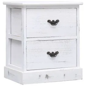 Mesita de noche madera de Paulownia blanco 38x28x45 cm de vidaXL, Mesitas de noche - Ref: Foro24-284060, Precio: 66,54 €, Des...