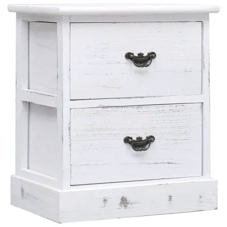 Mesita de noche madera de Paulownia blanco 38x28x45 cm de vidaXL, Mesitas de noche - Ref: Foro24-284060, Precio: 66,54 €, Des...