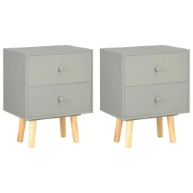 Mesitas de noche 2 unidades madera maciza pino gris 40x30x50 cm de vidaXL, Mesitas de noche - Ref: Foro24-285227, Precio: 106...
