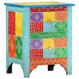 Mesita de noche pintada a mano madera maciza mango 40x30x50 cm de vidaXL, Mesitas de noche - Ref: Foro24-286157, Precio: 138,...