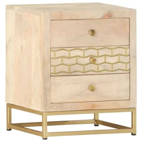 Mesita de noche de madera maciza de mango dorado 40x30x50 cm de vidaXL, Mesitas de noche - Ref: Foro24-286504, Precio: 146,06...