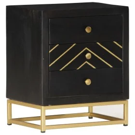 Mesita de noche madera maciza mango negro y dorado 40x30x50cm de vidaXL, Mesitas de noche - Ref: Foro24-286517, Precio: 159,4...