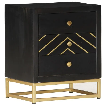 Mesita de noche madera maciza mango negro y dorado 40x30x50cm de vidaXL, Mesitas de noche - Ref: Foro24-286517, Precio: 159,4...