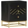 Mesita de noche madera maciza mango negro y dorado 40x30x50cm de vidaXL, Mesitas de noche - Ref: Foro24-286517, Precio: 159,4...