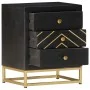 Mesita de noche madera maciza mango negro y dorado 40x30x50cm de vidaXL, Mesitas de noche - Ref: Foro24-286517, Precio: 159,4...