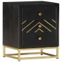 Mesita de noche madera maciza mango negro y dorado 40x30x50cm de vidaXL, Mesitas de noche - Ref: Foro24-286517, Precio: 159,4...