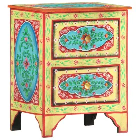 Mesita de noche pintada a mano madera maciza mango 40x30x50 cm de vidaXL, Mesitas de noche - Ref: Foro24-286158, Precio: 158,...