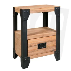 Mesita de noche de madera maciza acacia y acero 40x30x54 cm de vidaXL, Mesitas de noche - Ref: Foro24-244993, Precio: 80,80 €...