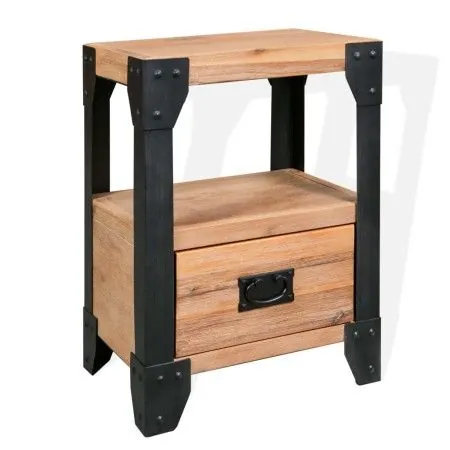 Mesita de noche de madera maciza acacia y acero 40x30x54 cm de vidaXL, Mesitas de noche - Ref: Foro24-244993, Precio: 80,80 €...