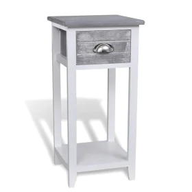 Grau-weißer Nachttisch mit 1 Schublade von vidaXL, Nachttische - Ref: Foro24-242038, Preis: 49,57 €, Rabatt: %