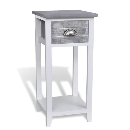 Grau-weißer Nachttisch mit 1 Schublade von vidaXL, Nachttische - Ref: Foro24-242038, Preis: 49,57 €, Rabatt: %