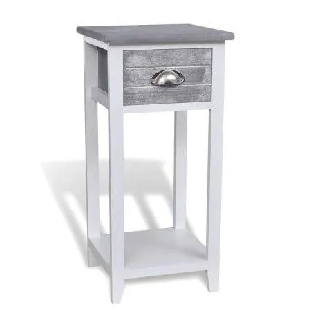 Mesita de noche con 1 cajón gris y blanca de vidaXL, Mesitas de noche - Ref: Foro24-242038, Precio: 49,57 €, Descuento: %