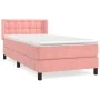 Box spring bed with pink velvet mattress 90x200 cm by , Beds and slatted bases - Ref: Foro24-3131182, Price: 304,41 €, Discou...