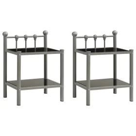 Nachttische 2 Einheiten aus Metall und grauem und schwarzem Glas von vidaXL, Nachttische - Ref: Foro24-325077, Preis: 45,86 €...
