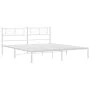 Metal bed frame with white headboard 193x203 cm by , Beds and slatted bases - Ref: Foro24-372234, Price: 98,84 €, Discount: %