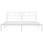 Metal bed frame with white headboard 193x203 cm by , Beds and slatted bases - Ref: Foro24-372234, Price: 98,84 €, Discount: %