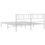 Metal bed frame with white headboard 193x203 cm by , Beds and slatted bases - Ref: Foro24-372234, Price: 98,84 €, Discount: %