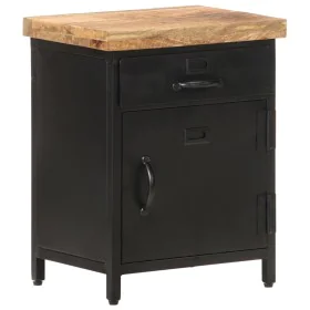 Mesita de noche de madera maciza de mango rugosa 40x30x52 cm de vidaXL, Mesitas de noche - Ref: Foro24-320664, Precio: 100,72...