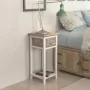 Mesita de noche con 1 cajón marrón y blanca de vidaXL, Mesitas de noche - Ref: Foro24-242039, Precio: 51,35 €, Descuento: %
