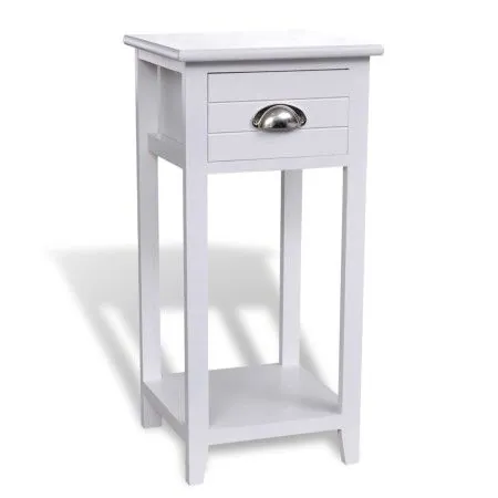 Mesita de noche con 1 cajón blanca de vidaXL, Mesitas de noche - Ref: Foro24-242040, Precio: 49,37 €, Descuento: %