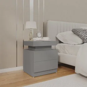 Gray engineered wood bedside table 45x35x52 cm by vidaXL, Nightstands - Ref: Foro24-326851, Price: 106,42 €, Discount: %