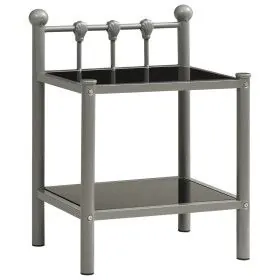 Mesita de noche metal y vidrio gris y negro 45x34,5x60,5 cm de vidaXL, Mesitas de noche - Ref: Foro24-325073, Precio: 26,54 €...