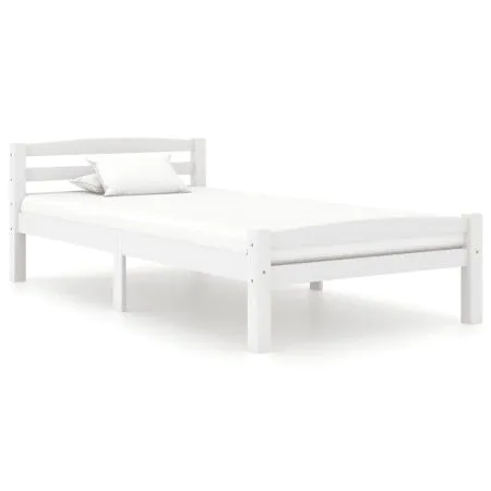 Estructura de cama de madera maciza de pino blanca 100x200 cm de vidaXL, Camas y somieres - Ref: Foro24-322069, Precio: 142,9...