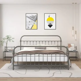 Bedside tables 2 units metal and glass gray and black by vidaXL, Nightstands - Ref: Foro24-325093, Price: 43,41 €, Discount: %