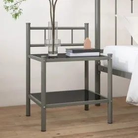 Mesita de noche metal y vidrio gris y negro 45x34,5x60,5 cm de vidaXL, Mesitas de noche - Ref: Foro24-325089, Precio: 27,83 €...